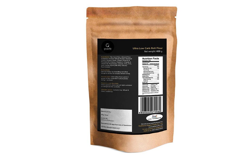Grow Fit Ultra Low Carb Roti Flour    Pack  400 grams